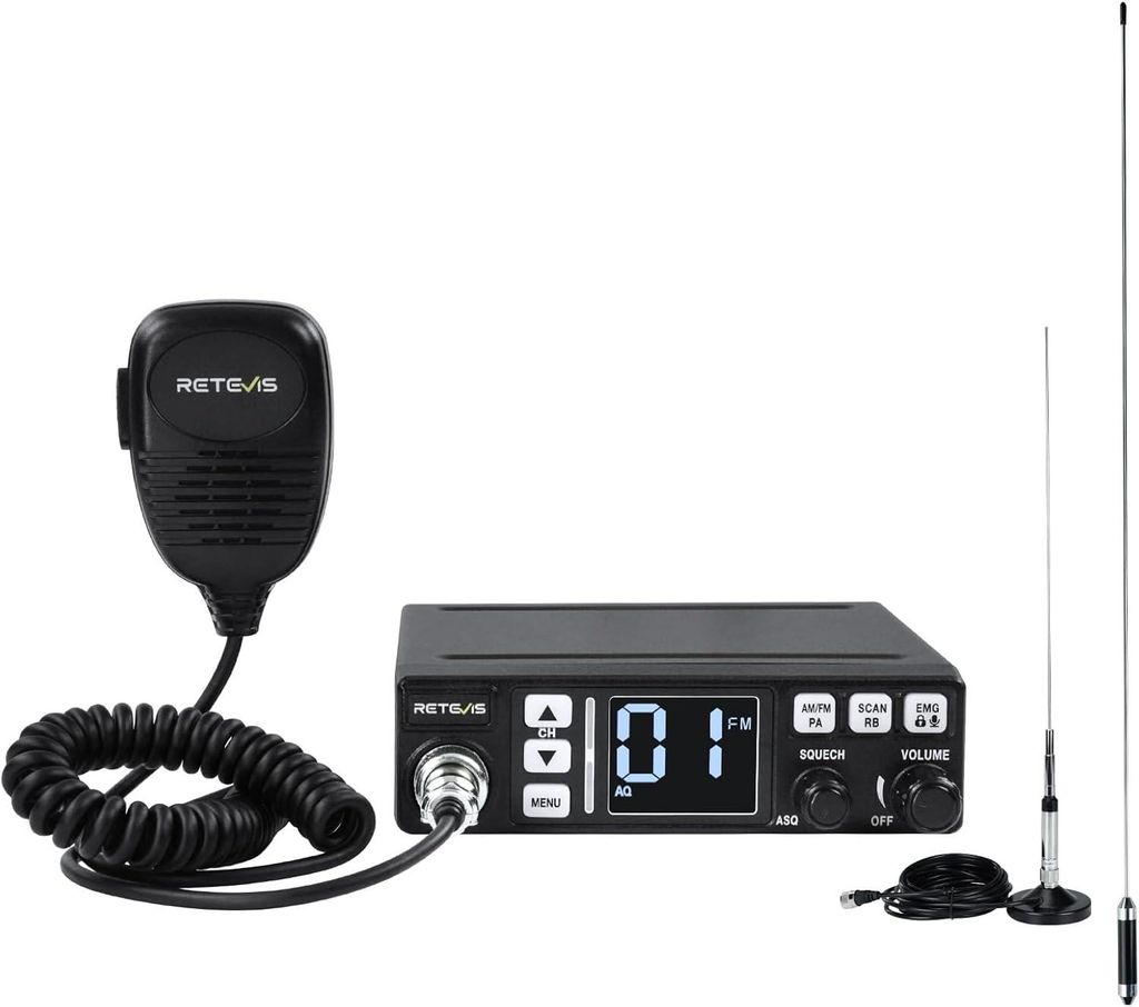 Radio CB Retevis MB63A, radio CB AM/FM con antenna, radio Immagine del prodotto 