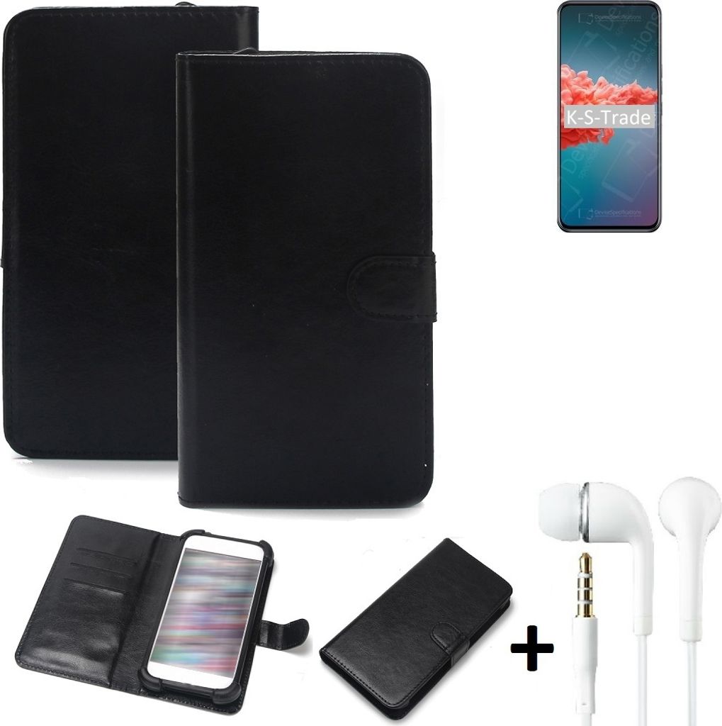 K-S-Trade Wallet Case Handyhülle kompatibel mit Xiaomi Mi 10T Schutzhülle Flip cover Flipstyle Tasche Hülle Flipcover Slim Bumper schwarz + in ear