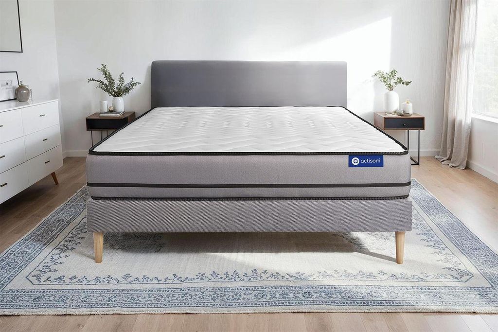 Actilatex night matratze 130x210cm + Bettgestell mit lattenrost - Dicke : 20cm - Latex und Memory-schaum - H5