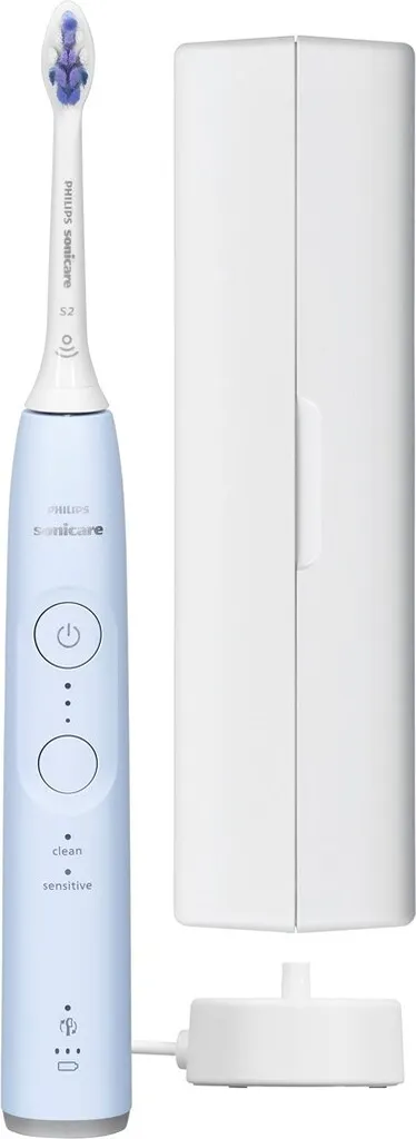 Philips Series 6100 HX7406/02 Spazzolino ricaricabile, per adulti, spazzolino sonico, 62000 movimenti al minuto, blu, 2 min, ovale