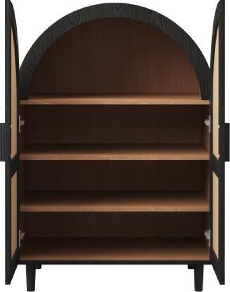 Schuhschrank Elegantes Sideboard Abgerundeter Rattantueren Drei Regalen 70x40x100 cm Schuhkommode Schuhregal Schuhaufbewahrung Naturbelassenbelassen