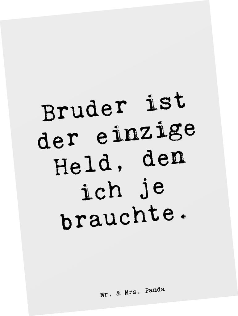 Mr. & Mrs. Panda Postkarte Spruch Bruder Held - Weiß - Geschenk, persönliche Erinnerungen, Großer, Ansichtskarten, Tapferkeit, Ansichtskarte, Br...