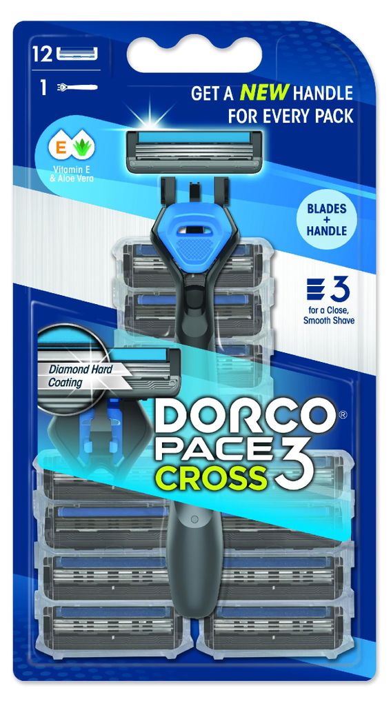 Rasoio da uomo DORCO Pace3 Cross, 3 lame + 12 lame di Immagine del prodotto 