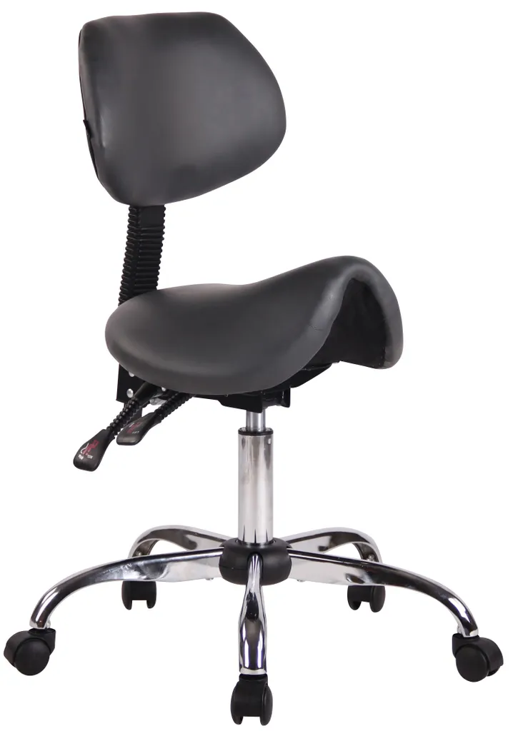 Tabouret de travail CLP Stuttgart en similicuir gris réglable pivotant