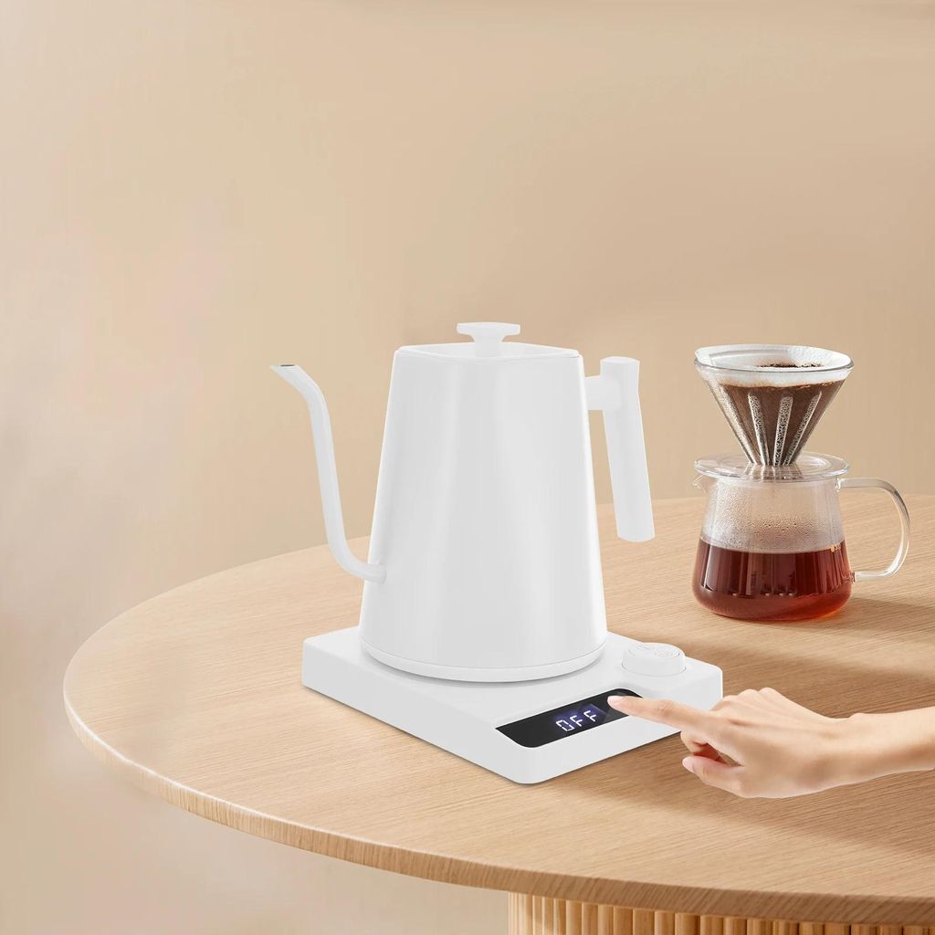 Elektrischer Wasserkocher - Schwanenhals Pour-Over - 1,0 l - 1200 W - LED-Temperatursteuerung - Warmhalten 24 h - Edelstahl - EU-Stecker 220–240 ...