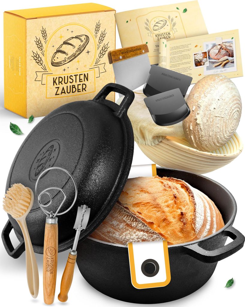 KRUSTENZAUBER Gusseisen Topf Brot Backen XXL Set - Produktbild 