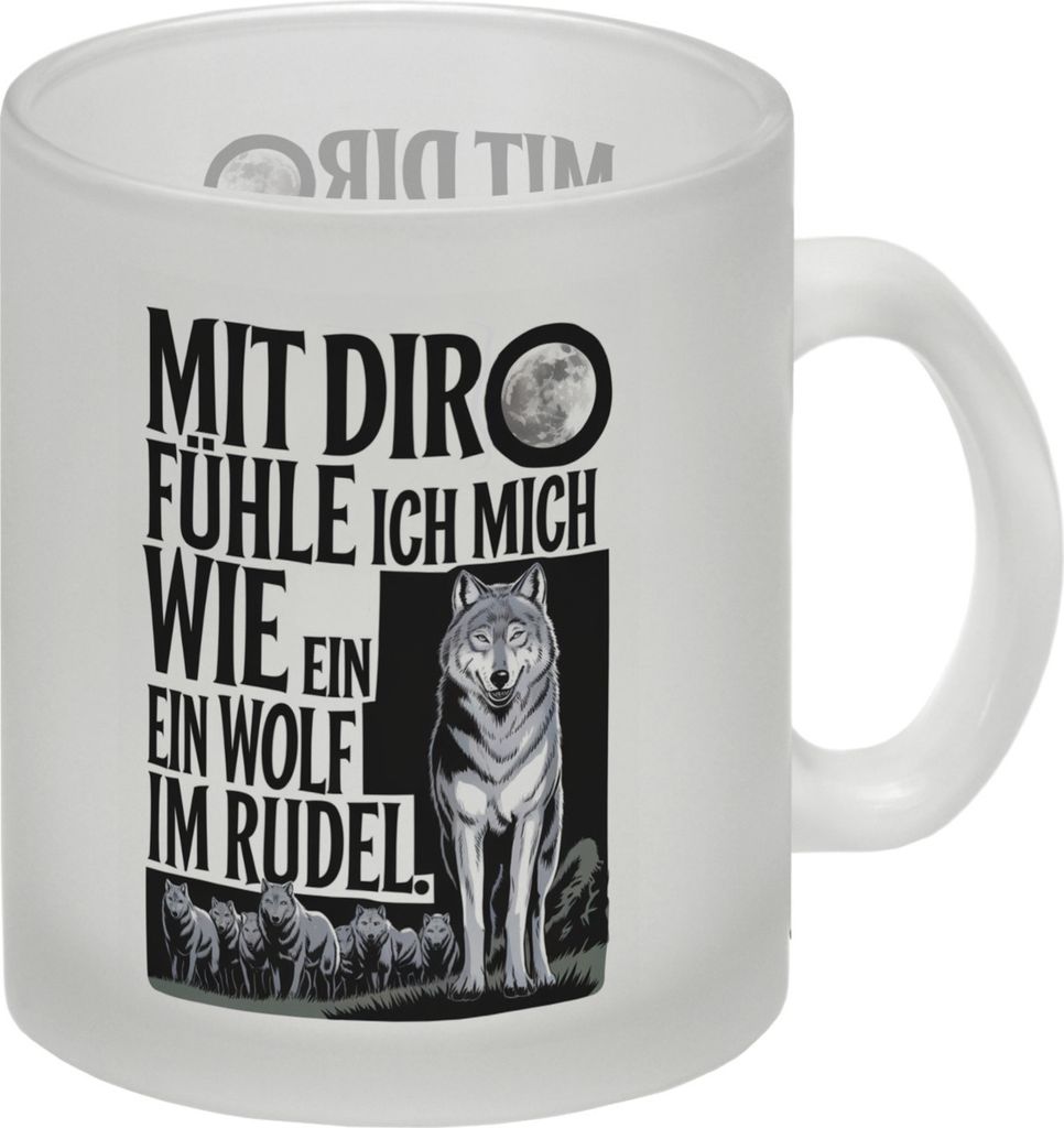 Wolf im Rudel Glas Tasse