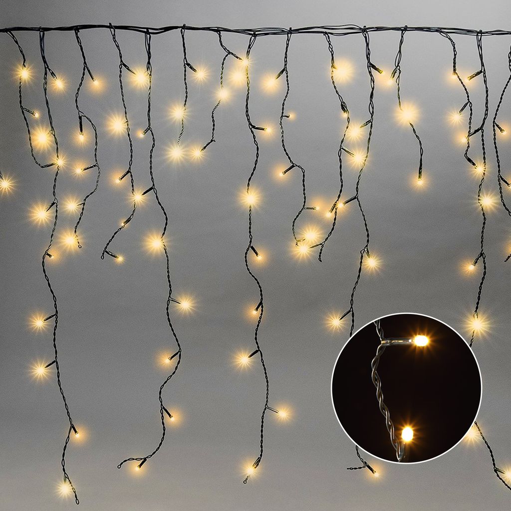 Meisterhome 800 LED Eisregen Lichterkette Weihnachtsbeleuchtung - 16m + 5m Zuleitung - mit Timer und 8 Beleuchtungsmodi - Eiszapfen Innen und Auße...