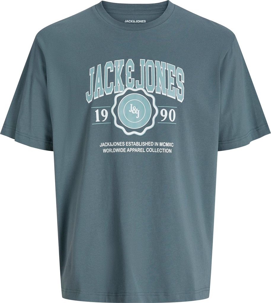 Jack&Jones Übergrößen T-Shirt blaugrau JJMAKO Logoprint