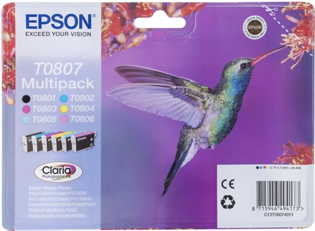 Encre Epson T0807 Claria Haute Définition et Longue Conservation