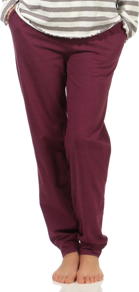 Damen Pyjamahose lang perfekt zum kombinieren - Mix & Match in unifarben - 202 219 90 902 ; grau-melange , 48