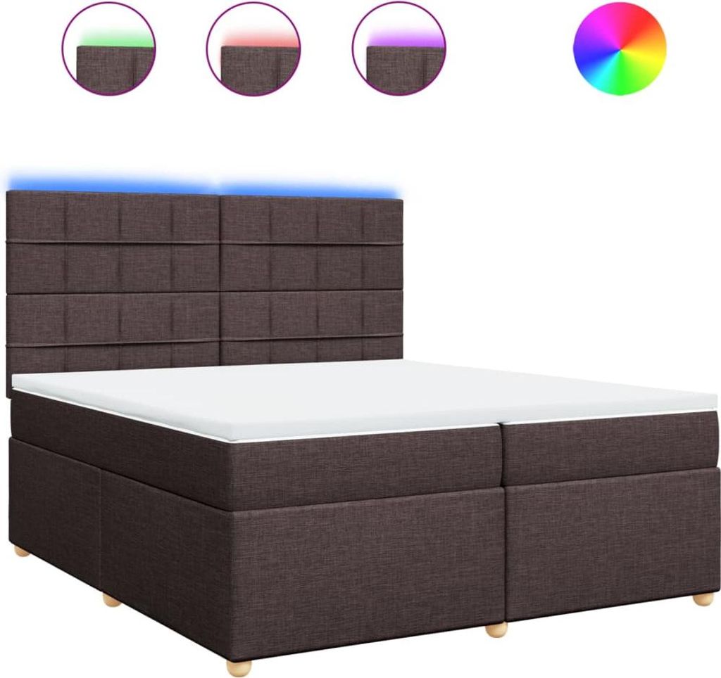vidaXL Boxspringbett mit Matratze Dunkelbraun 200x200 cm Stoff