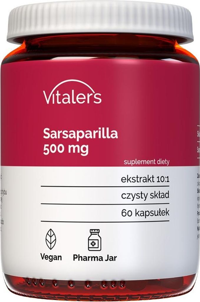 Vitaler's Sarsaparilla 500 mg - 60 Kapseln, Vegan, 2 Monate Nahrungsergänzung, ohne Konservierungsstoffe, reine Zusammensetzung