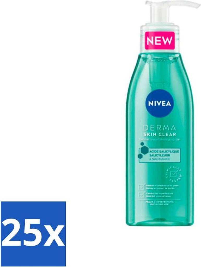NIVEA – Reinigungsgel – DERMA Skin Purification – Für unreine Haut – Mit Salicylsäure (AHA) & Niacinamid – Gegen Akne & Mitesser – 15...
