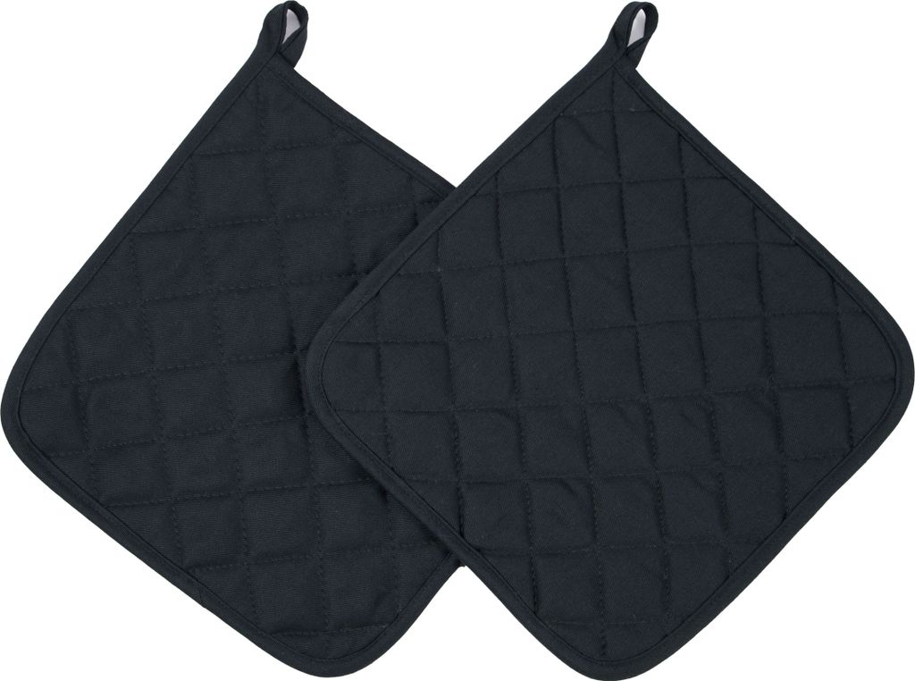 2er Set Topflappen aus Baumwolle, 25x25 cm, schwarz Produktbild