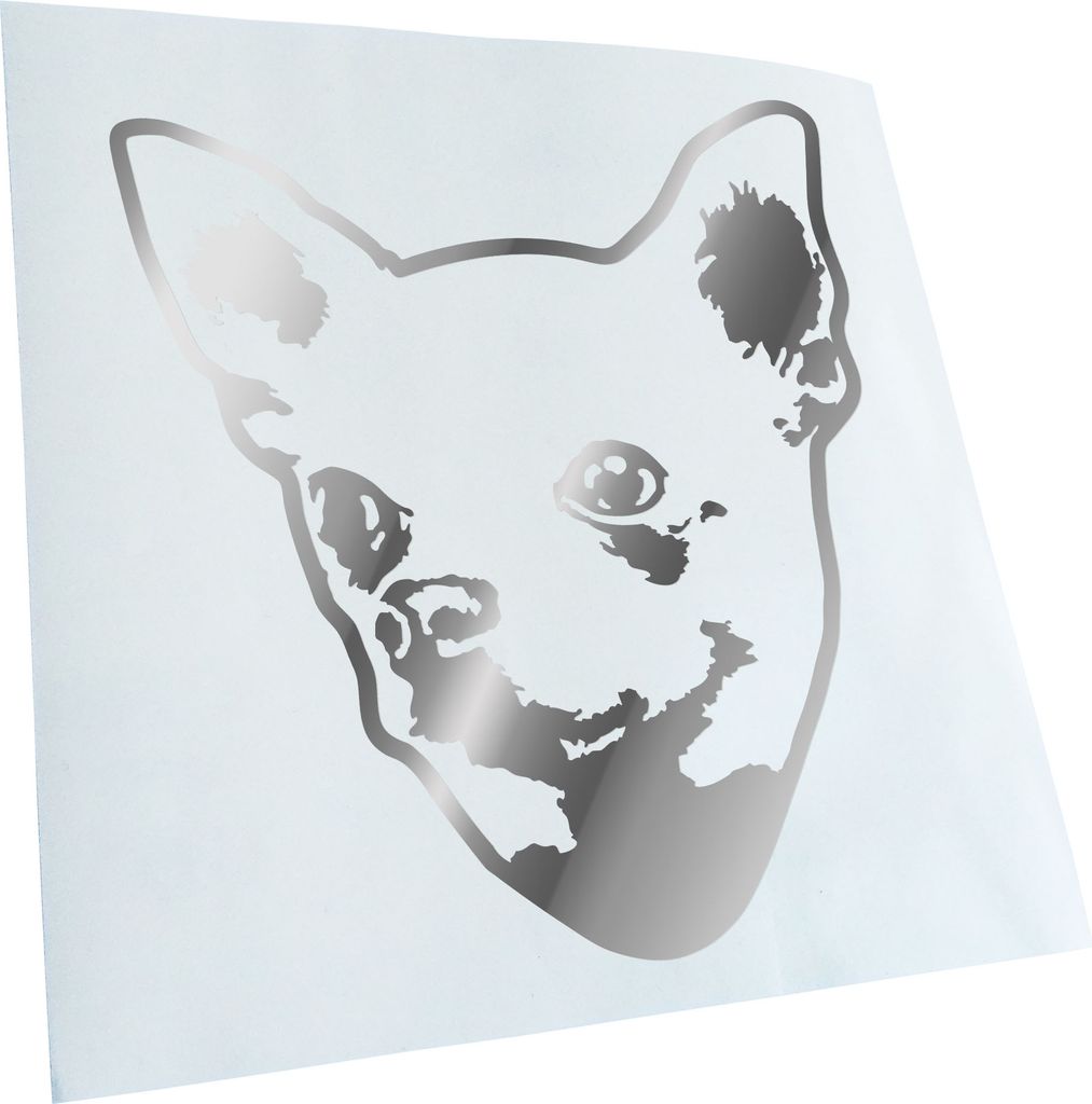 Kiwistar - Autoaufkleber - Chihuahua Hund - Chrom - 24x22cm - Aufkleber für Auto, Laptop, Fahrrad, LKW, Motorrad mehrfarbig JDM Decal Racing