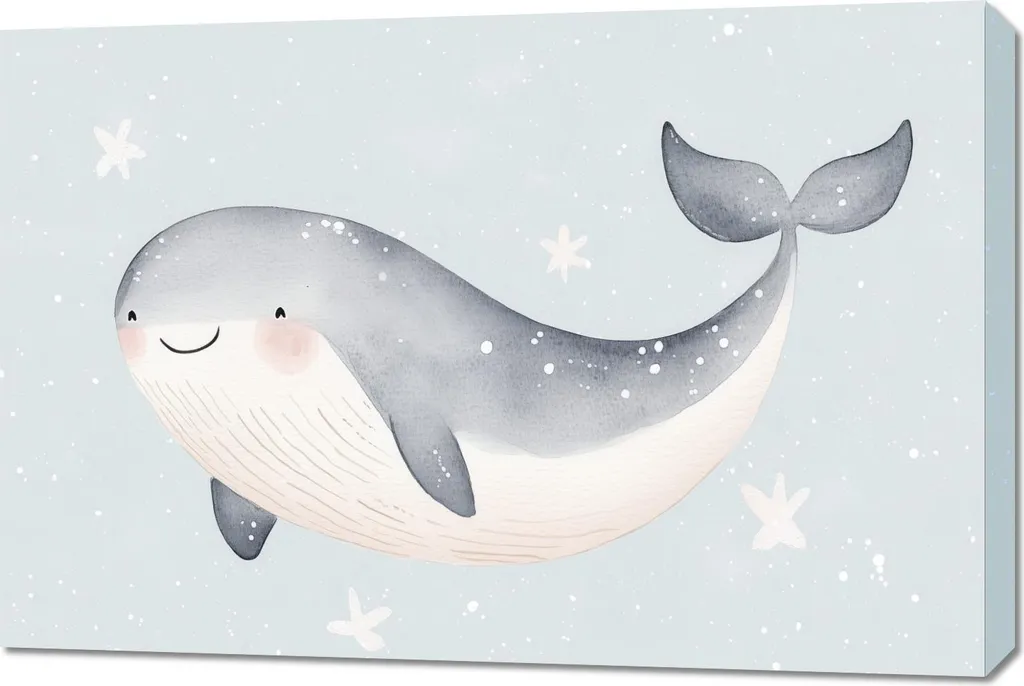 Idee Regalo Nascita: Quadro Balena 90x60 cm per Maschietti e Femminucce