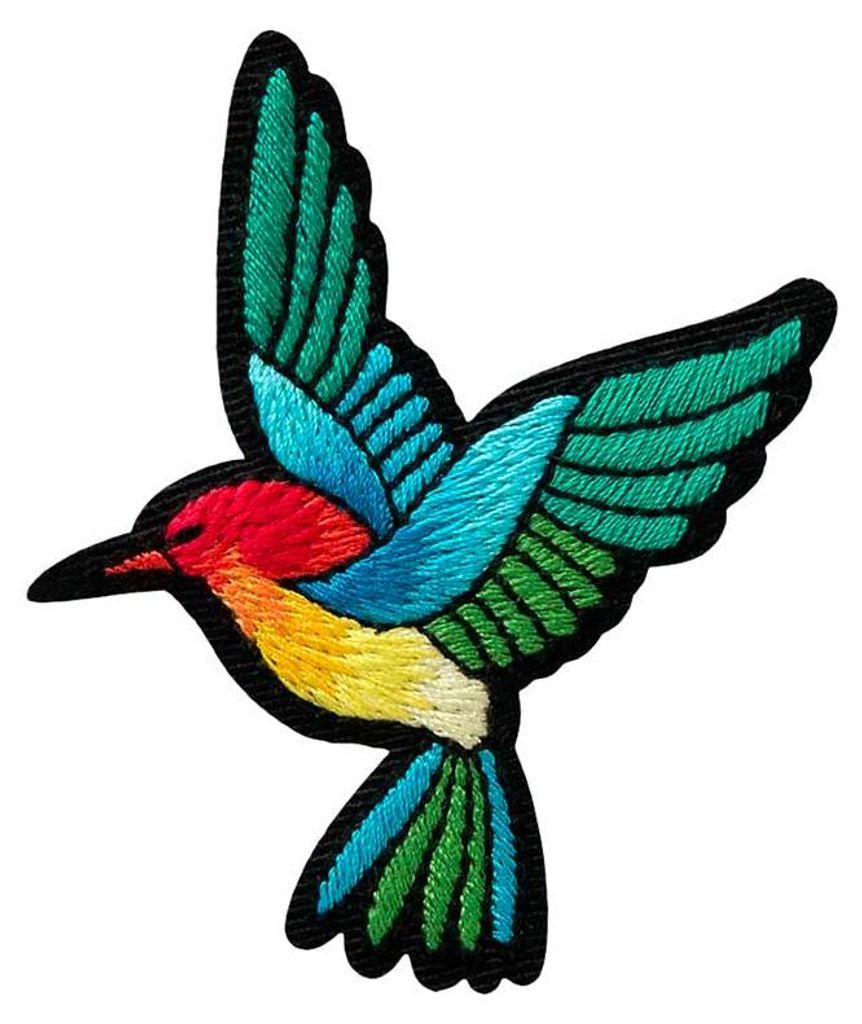Kolibri Bunt Tier - Aufnäher, Bügelbild, Aufbügler, Produktbild 