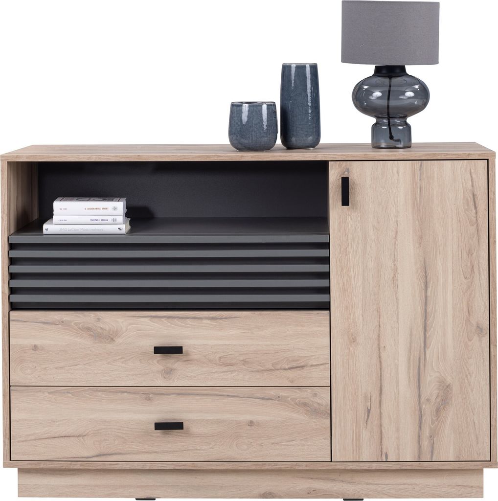 Furniture24 Kommode ALMO AL7 Sideboard 125x80x40 cm 1 Tür 3 Schubladen
