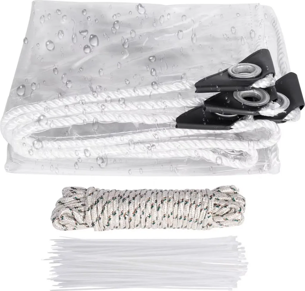 Opulence Bâche PVC Transparente 3x3m avec Œillets en Métal Résistante
