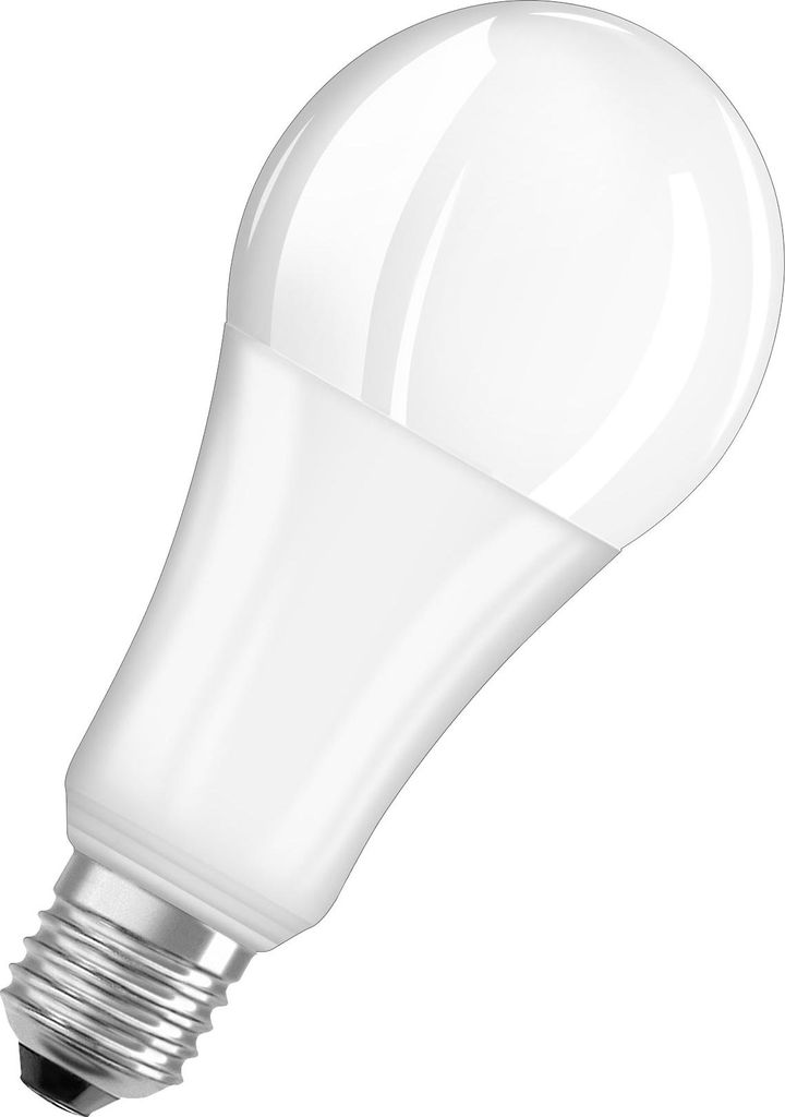 A white LED light bulb with a silver screw base is shown against a white background.
