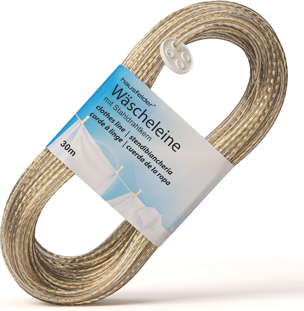 30 Meter Wäscheleine mit Stahlkern - reißfest und stabil für Garten, Balkon, Camping, Keller - extra starke Wäscheleine für drinnen und drauß...