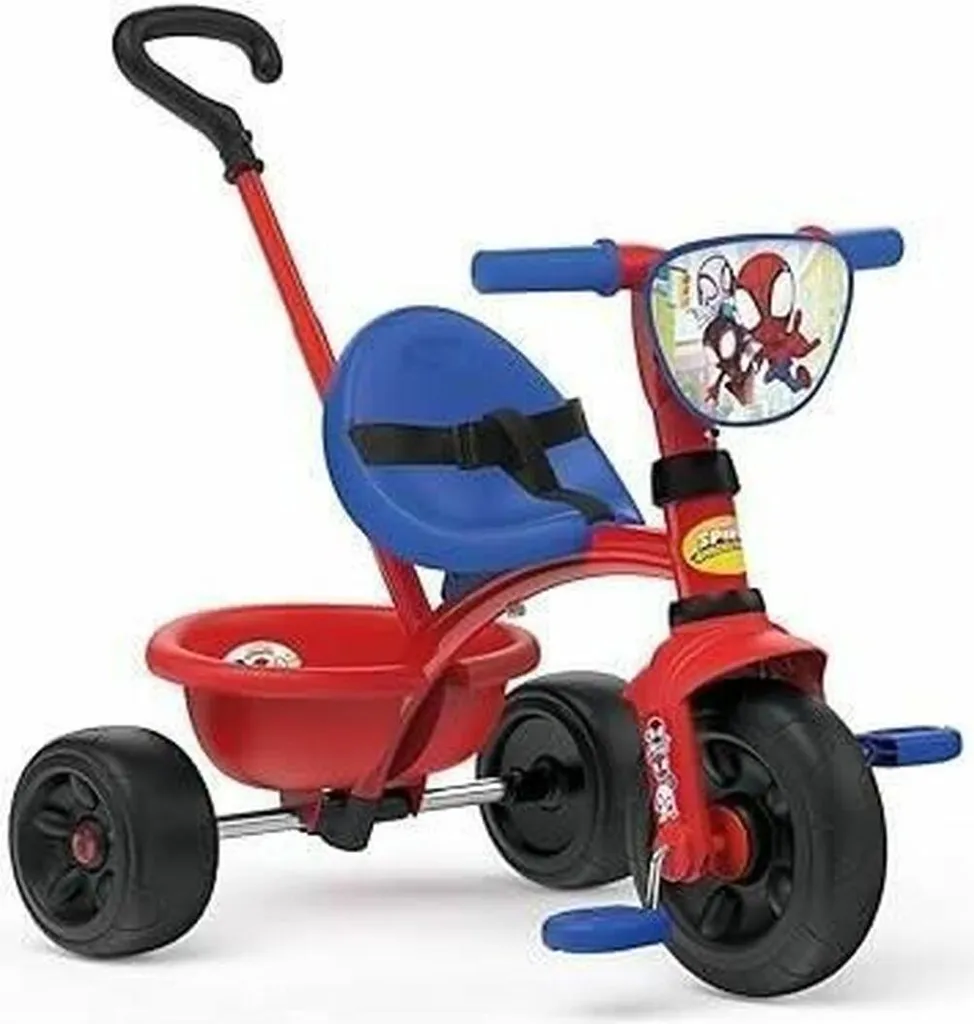 Tricycle Smoby Spiderman en Métal avec Siège Ergonomique et Roue Libre Bébé