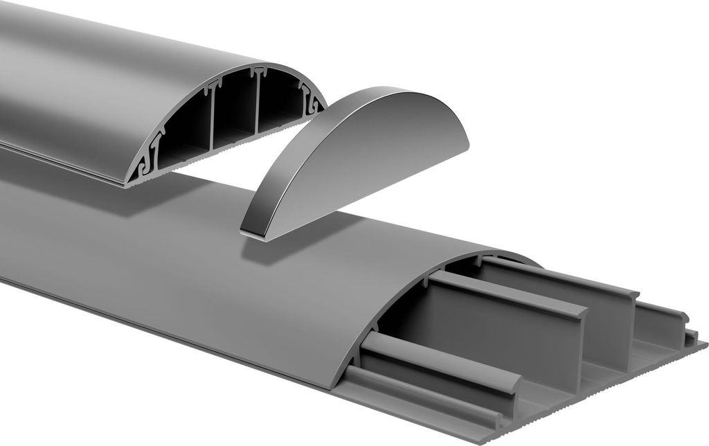 HEXIM Kabelkanal Endkappe 68x18mm grau PVC Kunststoff halbrunde Kabelabdeckung - für Wand Boden & Decke TV Kabel LAN Strom Außenbereich Kabelmana...