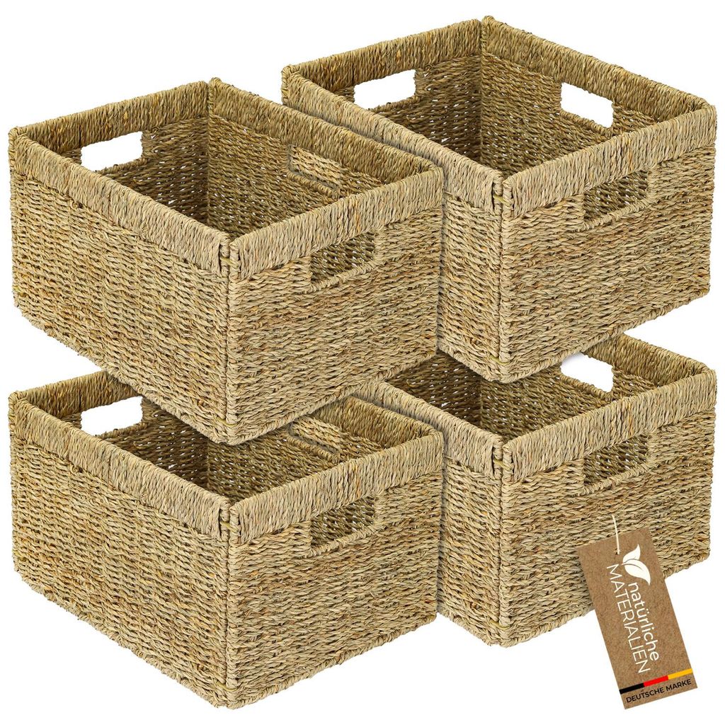 Aufbewahrungskorb aus Seegras 4er Set für Billy Regale, HMF, 35 x 25 x 20 cm