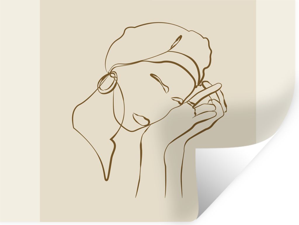 MuchoWow Wandtattoo Wandsticker Wandaufkleber Frau - Linienkunst - Zitate - Text 80x60 cm Selbstklebend und Repositionierbar - Faltenfrei