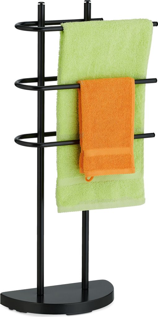Relaxdays Handtuchständer, 3 Stangen, Metall, HxBxT 83 x 39 Produktbild 