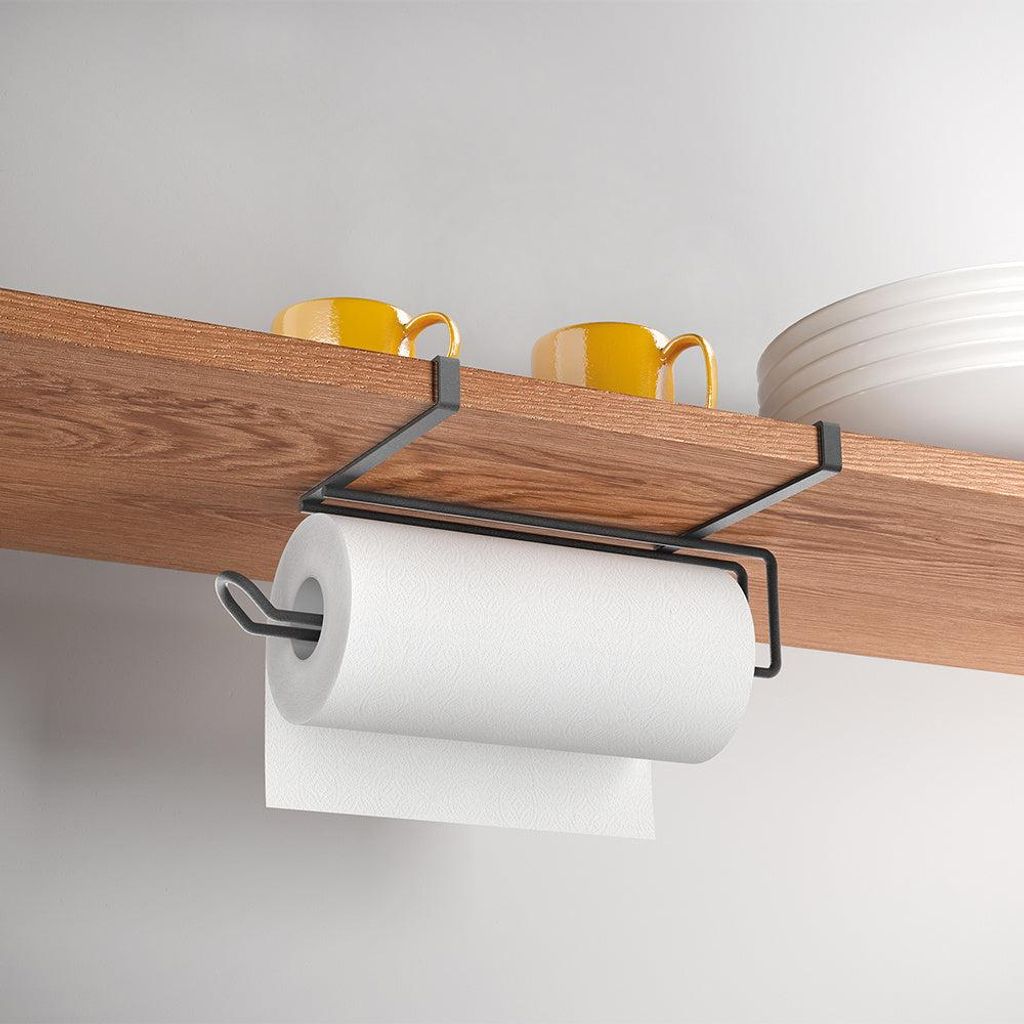 Metaltex küchenrollenhalter ohne bohren - black edition - Produktbild 