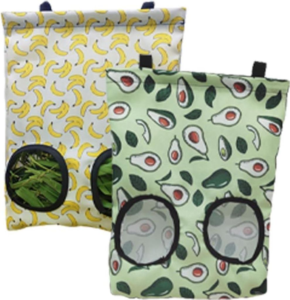 Packung mit 2 Heuballen für Kaninchen Zubehör Futterspender Hängend Oxford-Stoff Kleintier Futterspender Chinchilla Futtertasche