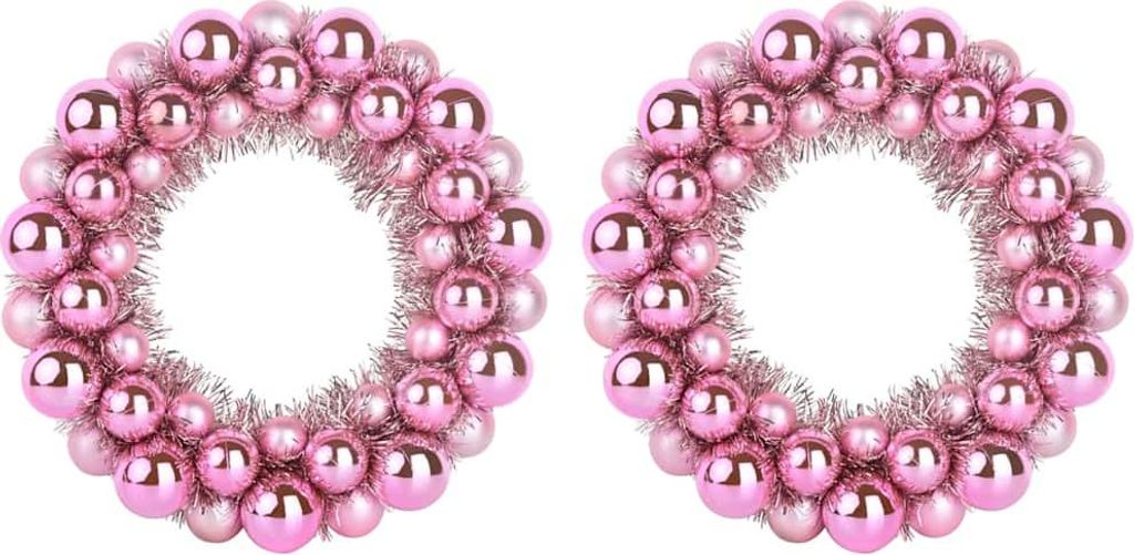 Weihnachtsballkränze 2 pcs Rosa 33 x 33 x 7 cm Polystyrol