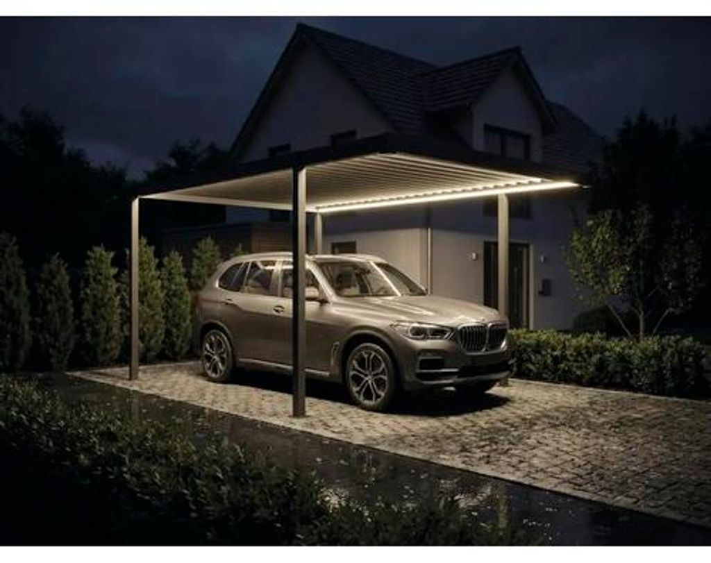 Aluminium- Einzelcarport Konsta mit LED Beleuchtung, Produktbild 
