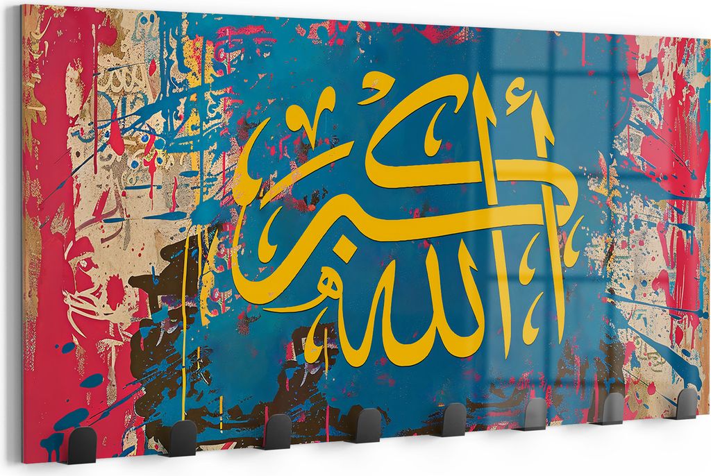 DEQOART Kleiderhaken Glas 60x30 cm 'Echo der alten Worte' Wand Garderobe beschreibbar Paneel