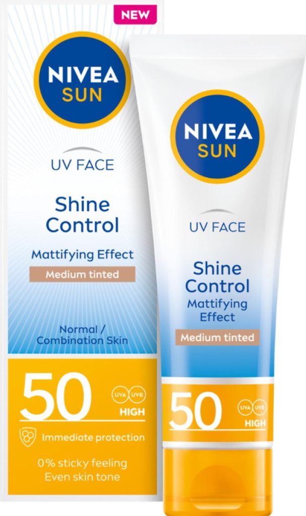 Nivea Sun UV Face Shine Control Krem SPF50 Medio Colorato, Immagine del prodotto 