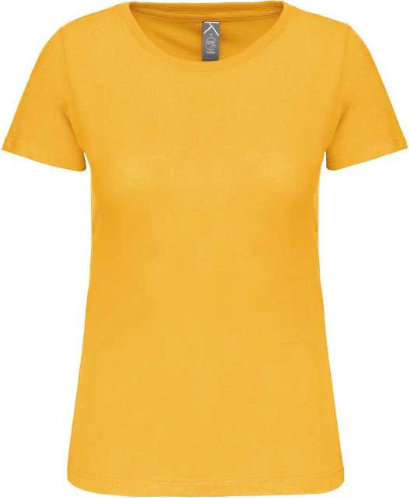 Kariban Damen T-Shirt Baumwolle Kurzarm Basic Shirt Rundhals, Größe:3XL, Farbe:Gelb
