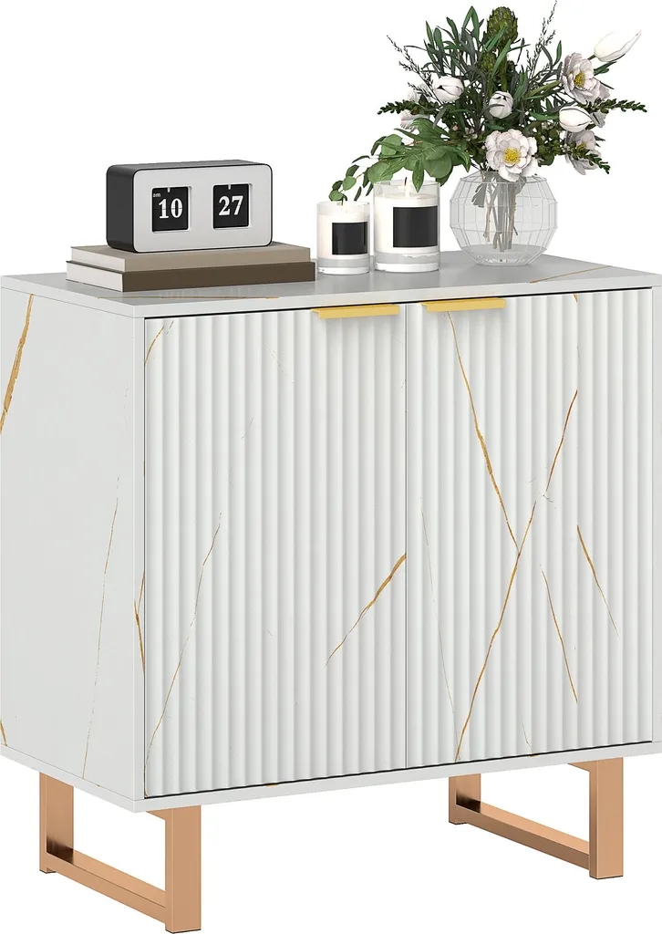 Buffet de rangement blanc compact avec étagère réglable meuble moderne