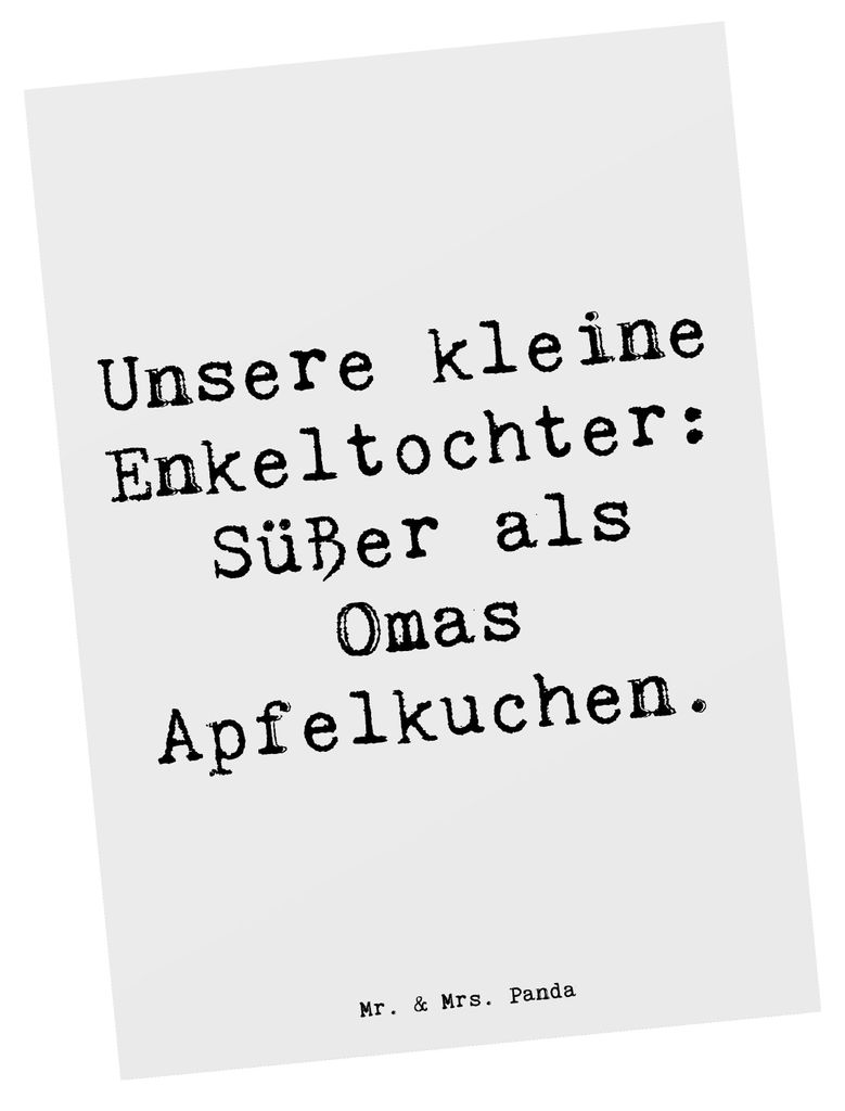 Mr. & Mrs. Panda Postkarte Spruch Enkeltochter Süß - Weiß - Geschenk, bildkarte, Detail, Süße, Postkarten, Enkel, Grußkarte, Apfelkuchen, Fam...