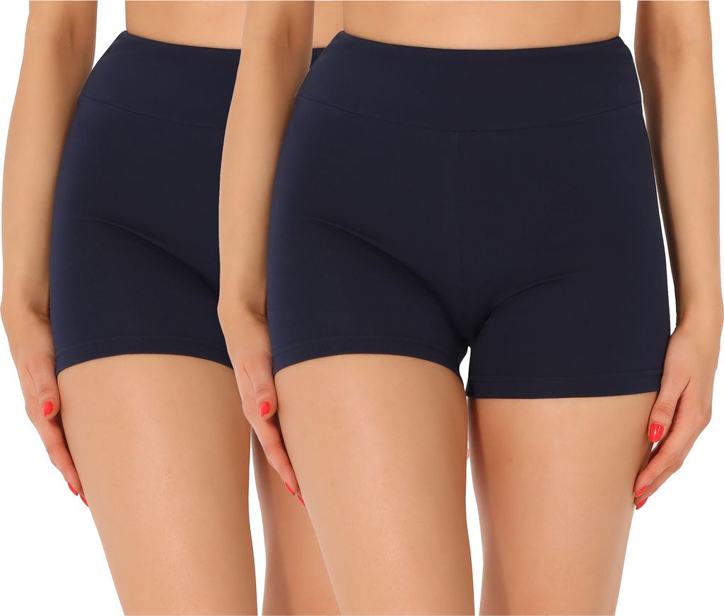 Merry Style Damen Shorts Radlerhose Boxershorts aus Baumwolle 2Pack MS10-359(Marineblau/Marineblau (2Pack), S)