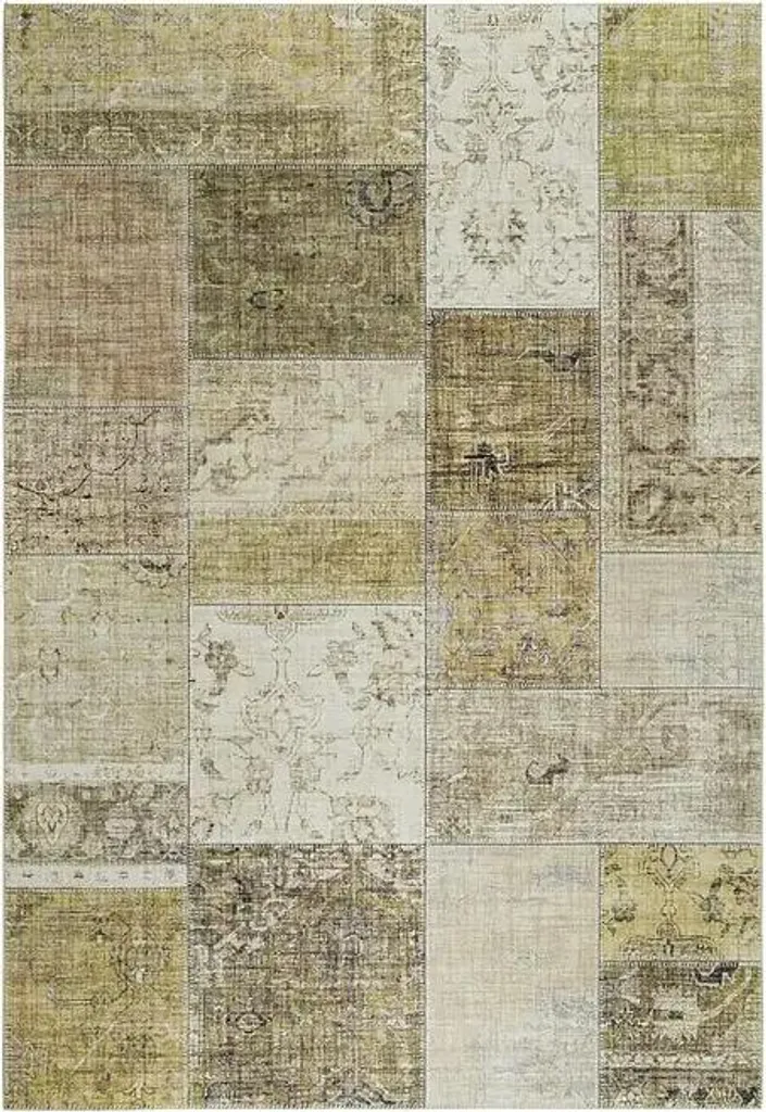 Tapis Prima 150x80 cm résistant et facile d'entretien, coloris beige/jaune