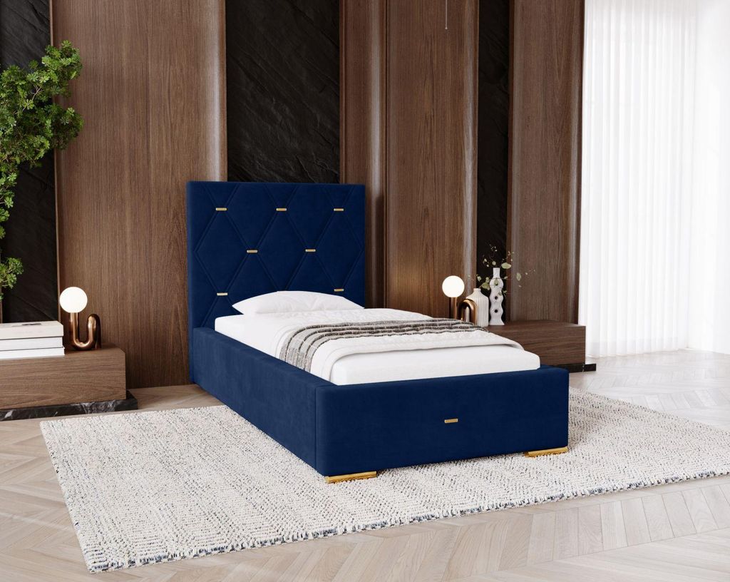 Gepolstertes Einzelbett 80x200 mit Stauraum DANVILLE 2 - blau 2