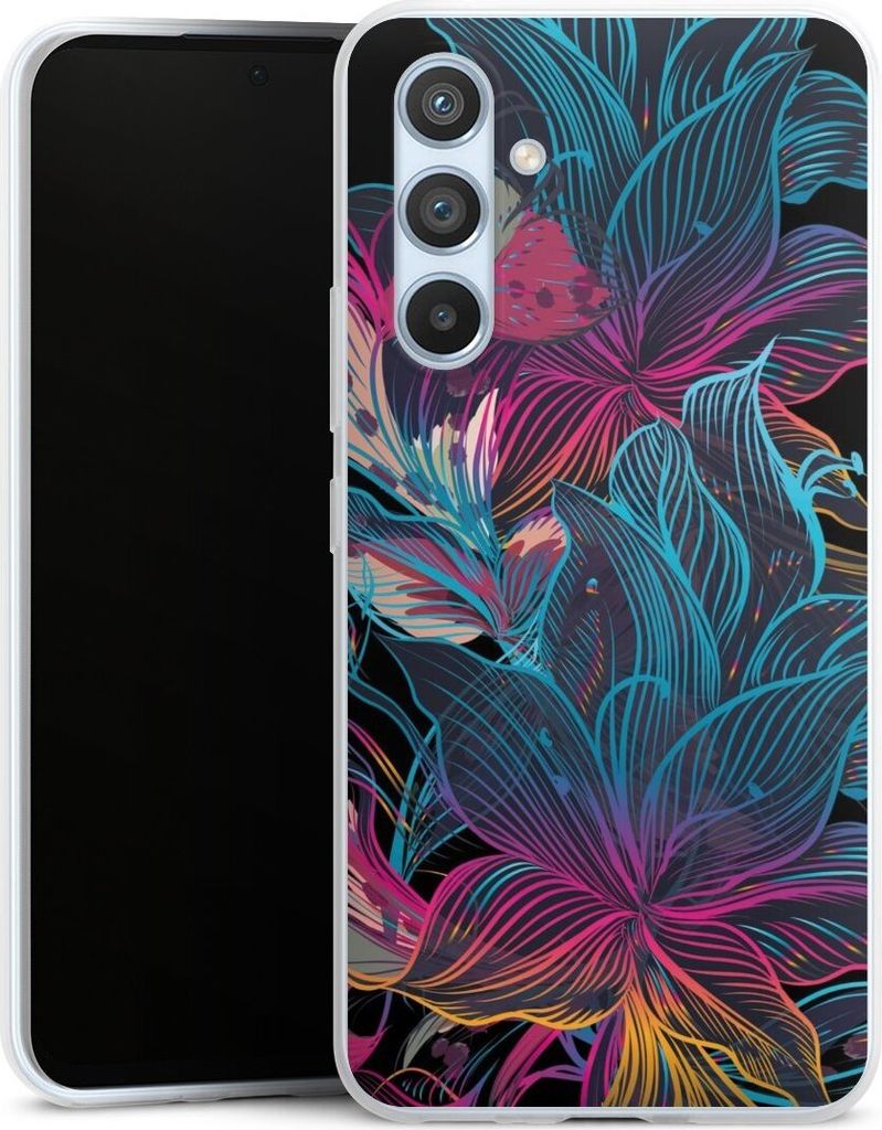 DeinDesign Slim Hülle für Samsung Galaxy A54 5G Silikon Case Ultra Dünn Handyhülle Blumen Neon bunt