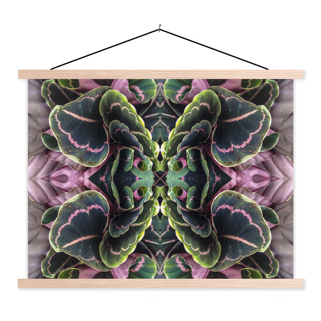 MuchoWow Textilposter Verschlungene, geschwungene Muster, die durch die verschiedenfarbigen grünen und violetten Blätter entstehen 150x113 cm m...