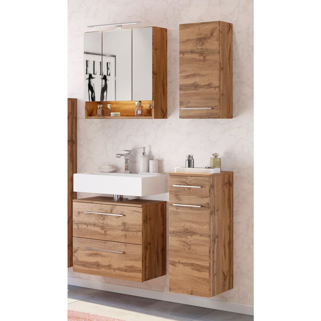 Badmöbel Set LOUNY-03 in Wotaneiche Nb., B/H/T: ca. 110/200/35 cm