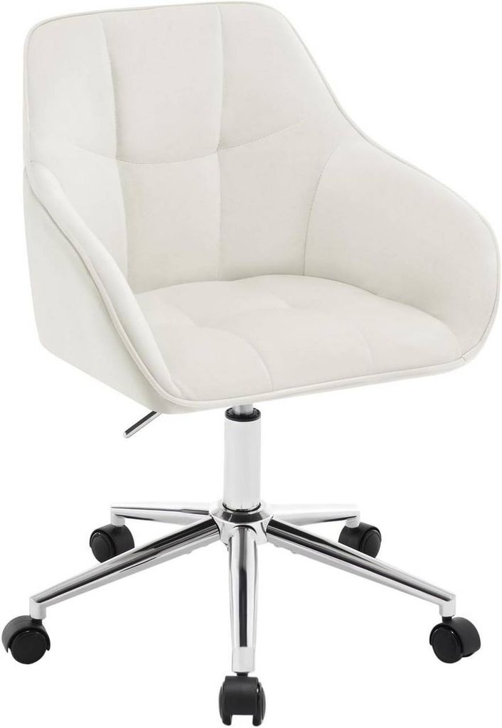 WOLTU Bürohocker Homeoffice Stuhl, Schminkstuhl, höhenverstellbar, mit Armlehnen Samtsitz : Cremeweiß Farbe: Cremeweiß