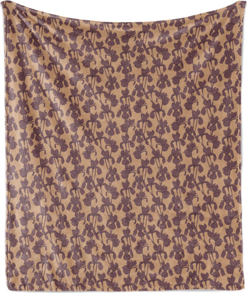 ABAKUHAUS Jahrgang Weich Flanell Fleece Decke, Botanische Kunst Thema Garten-Blumen in abstrakten Design-Motiv, 175 x 230 cm, Mauve Taupe blasses O...