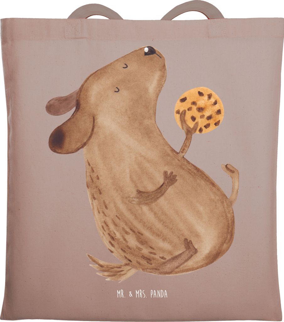Mr. & Mrs. Panda Shopping Tasche Hund Keks - Braun Pastell - Geschenk, Laptoptasche, Tote Bag, Hundekekse, Hundeleckerli, Jutebeutel, Hungrig, Spr...