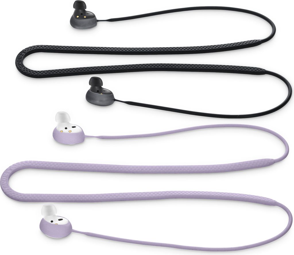 kwmobile 2x Halteband kompatibel mit Samsung Galaxy Buds 2 Headphones - Kopfhörer Halter Band Strap in Lavendel Schwarz